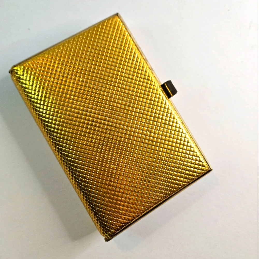 Vintage Gold Faux Metal Small Clutch With Clasp 6 X 4 X 1